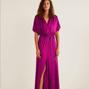 Satin purple maxi dress NWOT